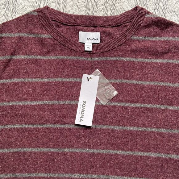 Sonoma Men’s Fine Gauge Stripe Crewneck Sweater Lightweight - Picture 7 of 7